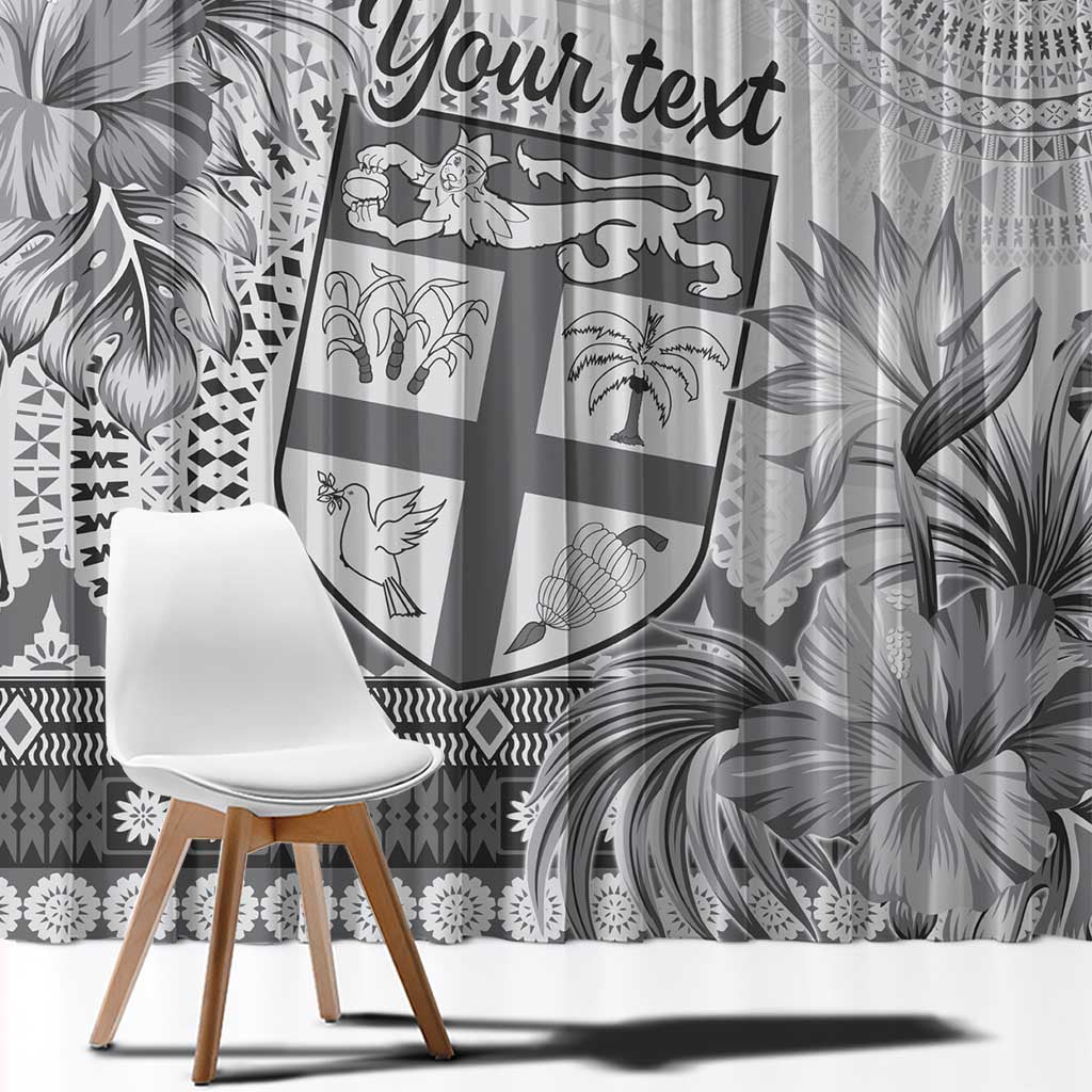 Vintage Bula Fiji Personalised Window Curtain Beige Hibiscus Tapa Pattern LT9