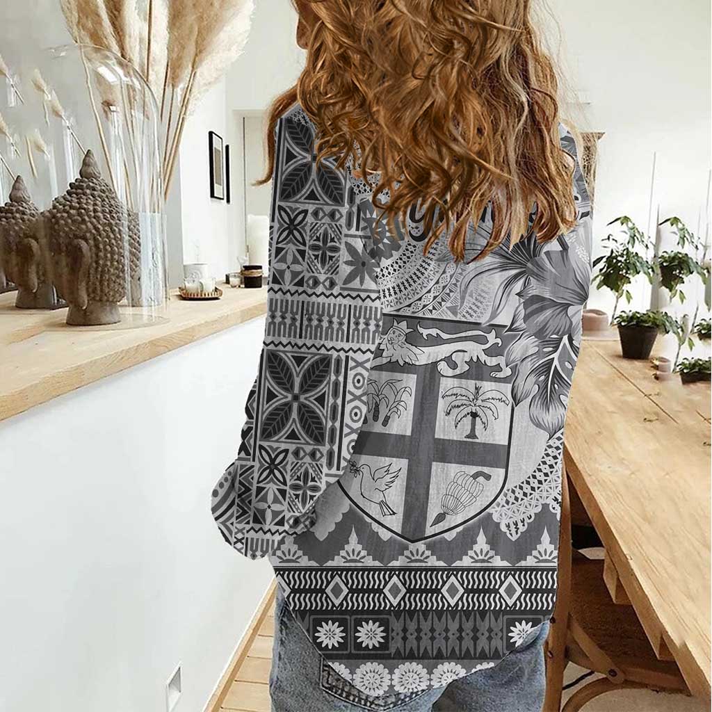 Vintage Bula Fiji Personalised Women Casual Shirt Beige Hibiscus Tapa Pattern