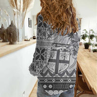 Vintage Bula Fiji Personalised Women Casual Shirt Beige Hibiscus Tapa Pattern