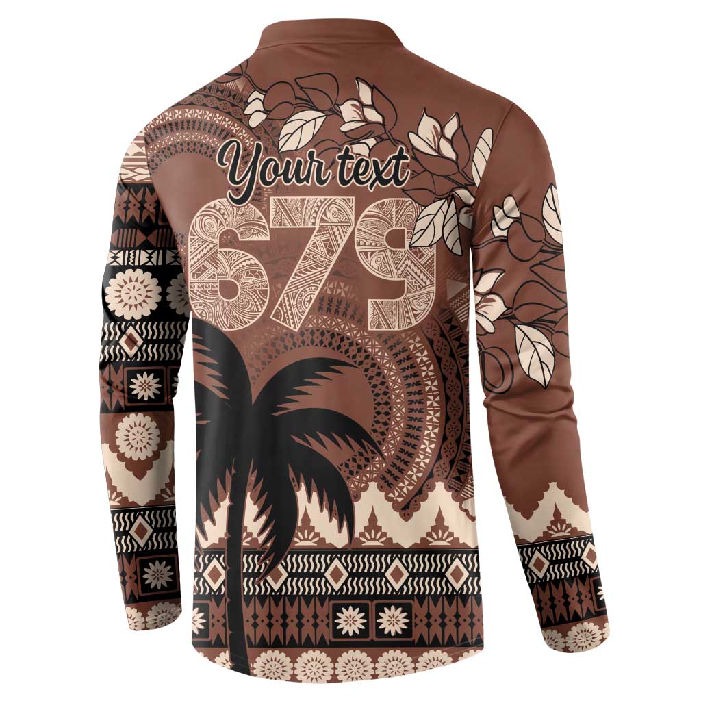 Personalised Bula Fiji 679 Button Sweatshirt Fijian Tagimoucia Masi Tapa Art