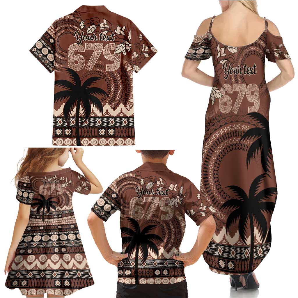 Personalised Bula Fiji 679 Family Matching Summer Maxi Dress and Hawaiian Shirt Fijian Tagimoucia Masi Tapa Art