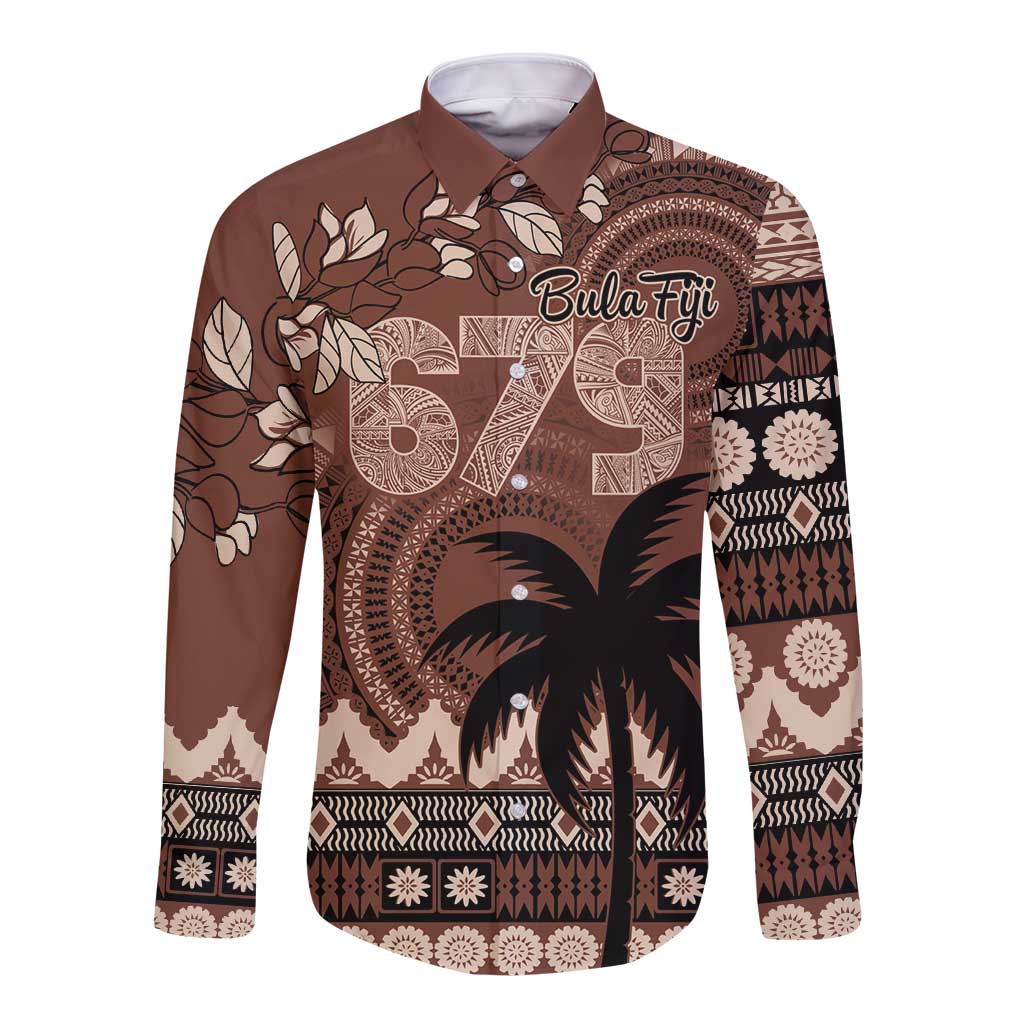 Personalised Bula Fiji 679 Long Sleeve Button Shirt Fijian Tagimoucia Masi Tapa Art
