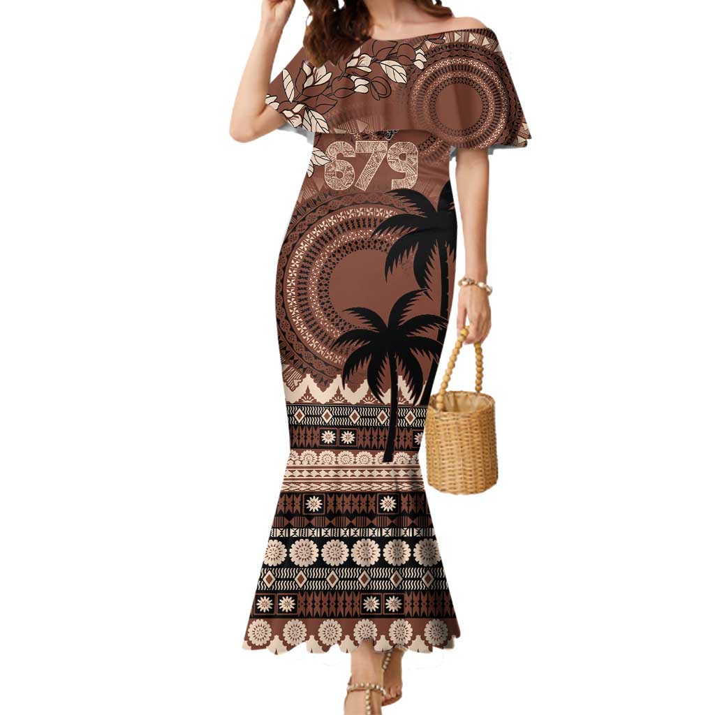 Personalised Bula Fiji 679 Mermaid Dress Fijian Tagimoucia Masi Tapa Art