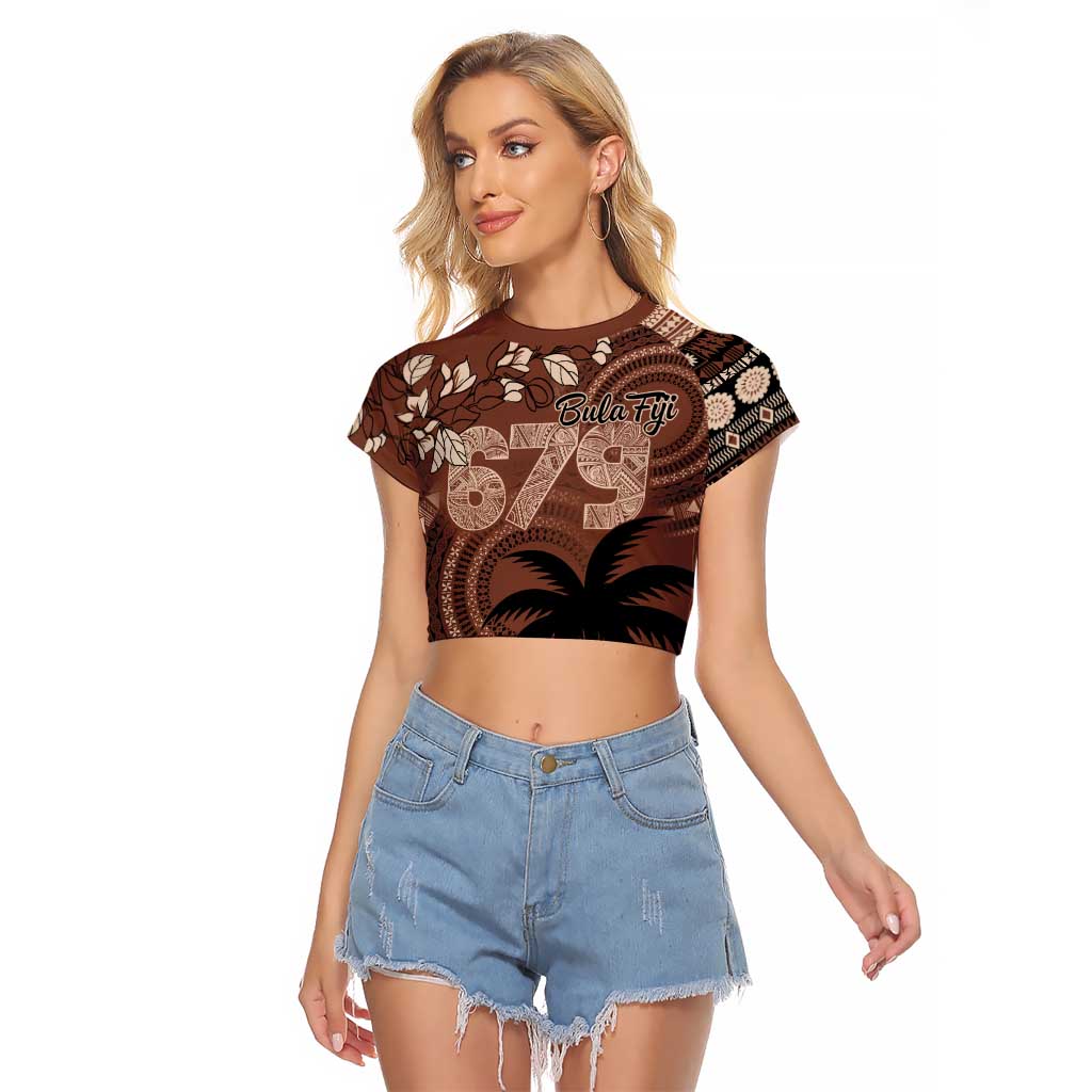 Personalised Bula Fiji 679 Raglan Cropped T Shirt Fijian Tagimoucia Masi Tapa Art