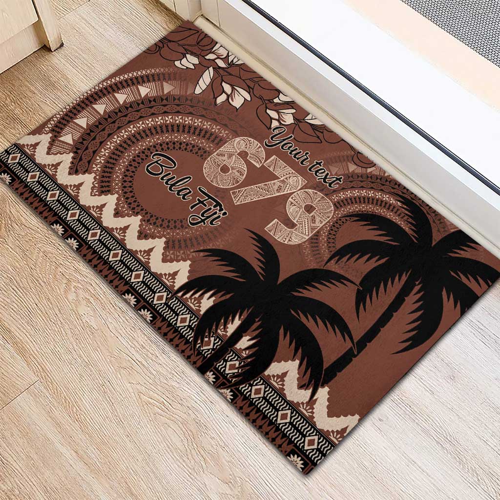 Personalised Bula Fiji 679 Rubber Doormat Fijian Tagimoucia Masi Tapa Art