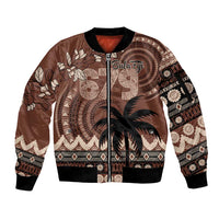 Personalised Bula Fiji 679 Sleeve Zip Bomber Jacket Fijian Tagimoucia Masi Tapa Art