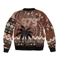 Personalised Bula Fiji 679 Sleeve Zip Bomber Jacket Fijian Tagimoucia Masi Tapa Art