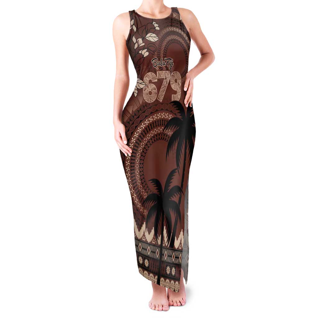 Personalised Bula Fiji 679 Tank Maxi Dress Fijian Tagimoucia Masi Tapa Art