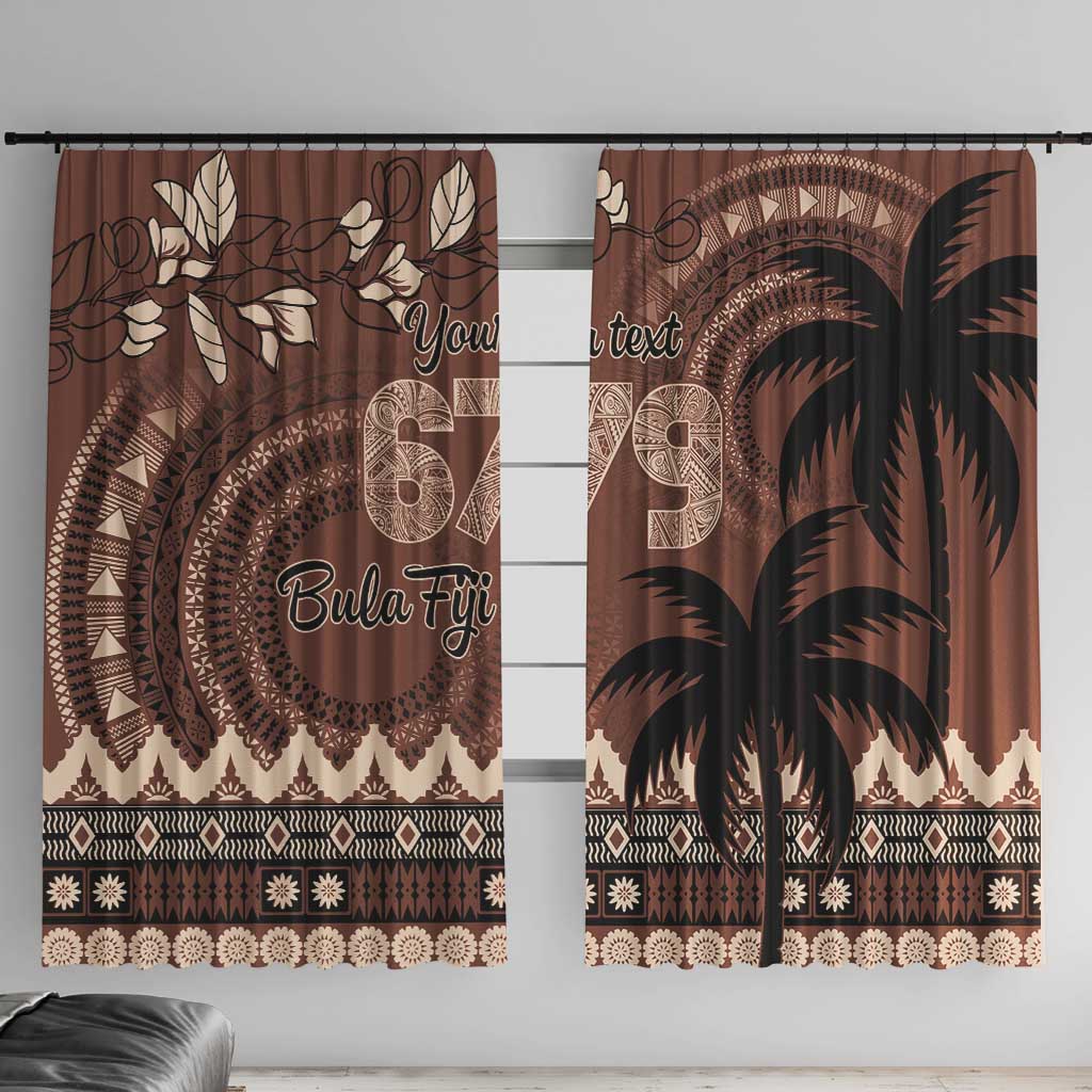 Personalised Bula Fiji 679 Window Curtain Fijian Tagimoucia Masi Tapa Art