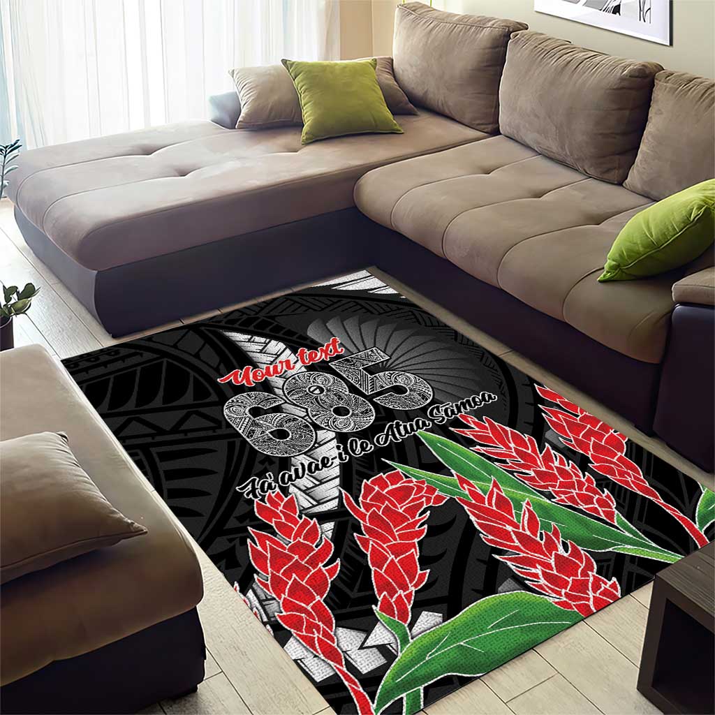 Personalised Samoa 685 Area Rug Teuila Flower With Black Samoan Tattoo