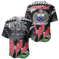 Personalised Samoa 685 Baseball Jersey Teuila Flower With Black Samoan Tattoo