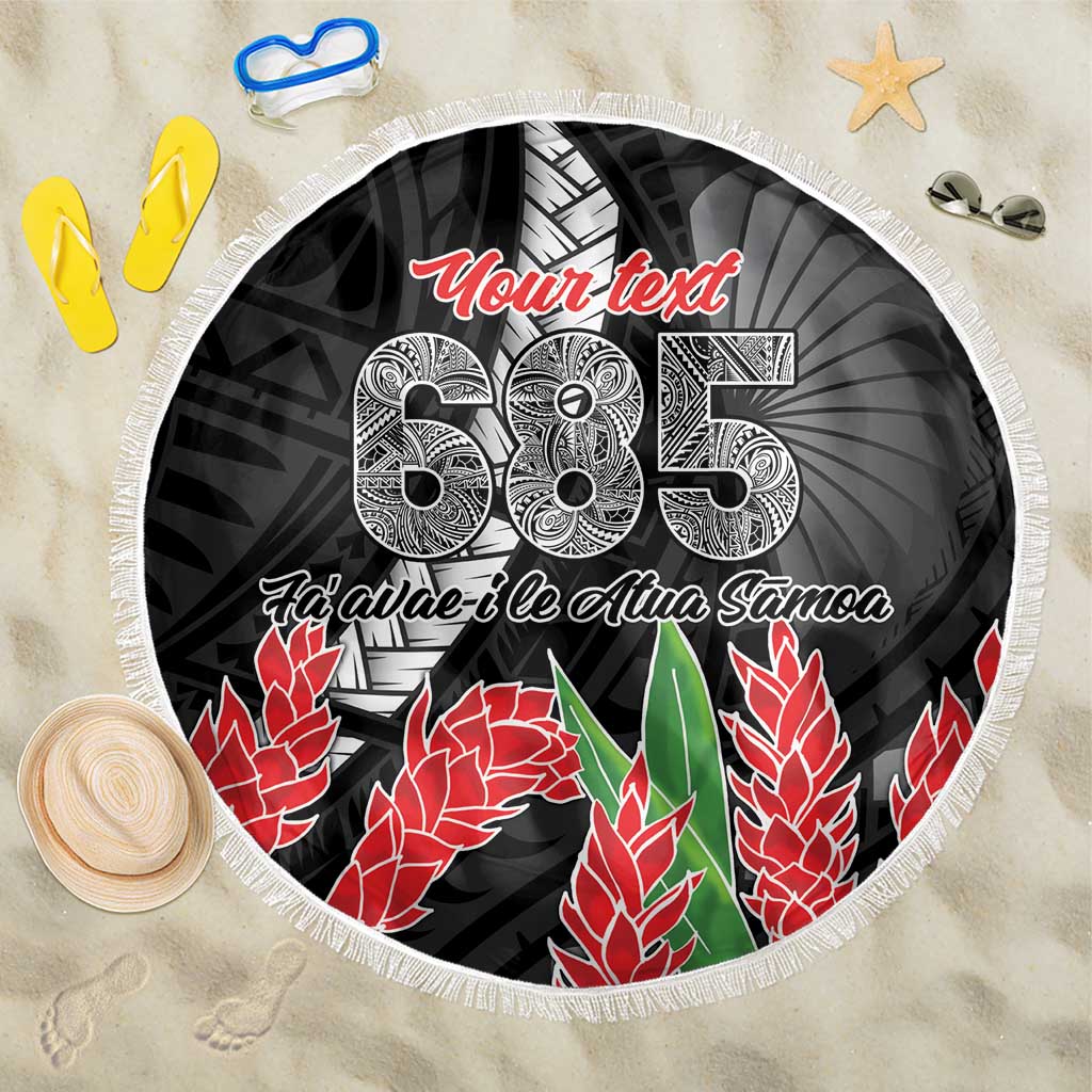 Personalised Samoa 685 Beach Blanket Teuila Flower With Black Samoan Tattoo