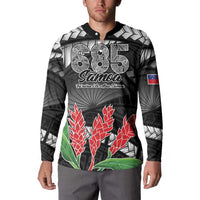 Personalised Samoa 685 Button Sweatshirt Teuila Flower With Black Samoan Tattoo