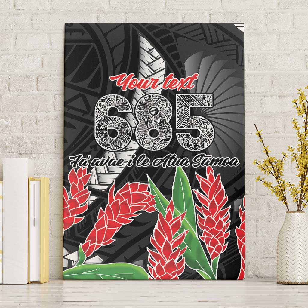 Personalised Samoa 685 Canvas Wall Art Teuila Flower With Black Samoan Tattoo