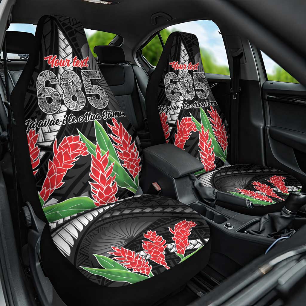 Personalised Samoa 685 Car Seat Cover Teuila Flower With Black Samoan Tattoo