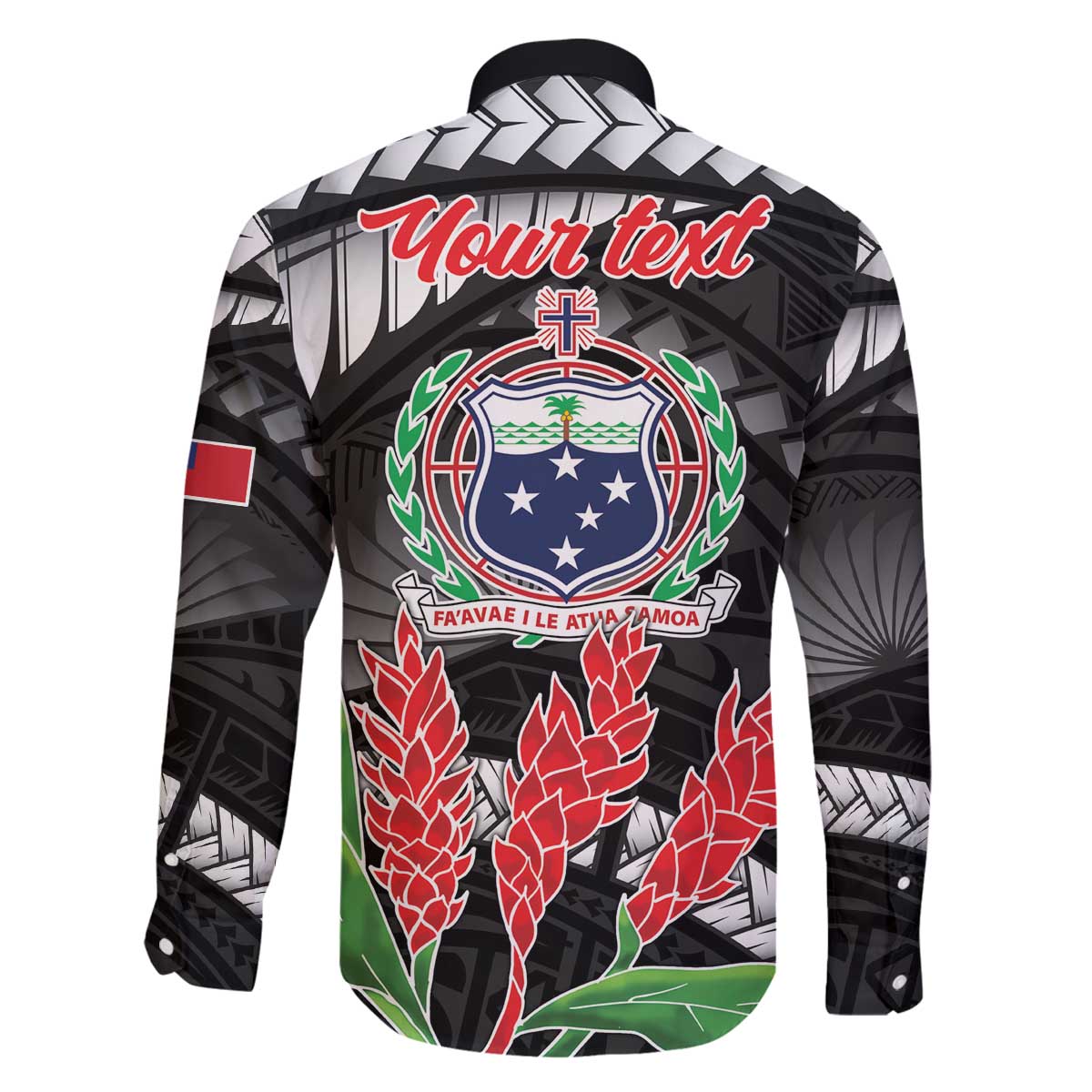 Personalised Samoa 685 Family Matching Off The Shoulder Long Sleeve Dress and Hawaiian Shirt Teuila Flower With Black Samoan Tattoo