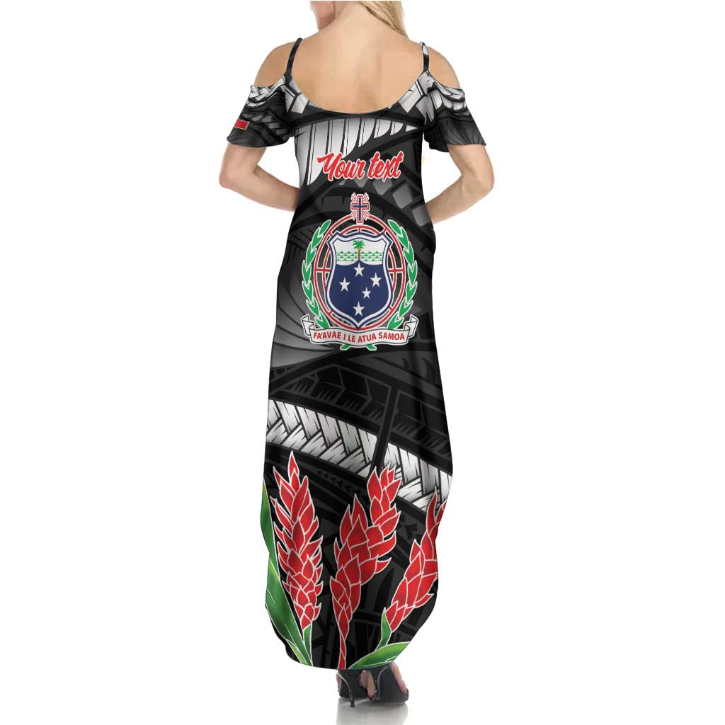Personalised Samoa 685 Family Matching Summer Maxi Dress and Hawaiian Shirt Teuila Flower With Black Samoan Tattoo