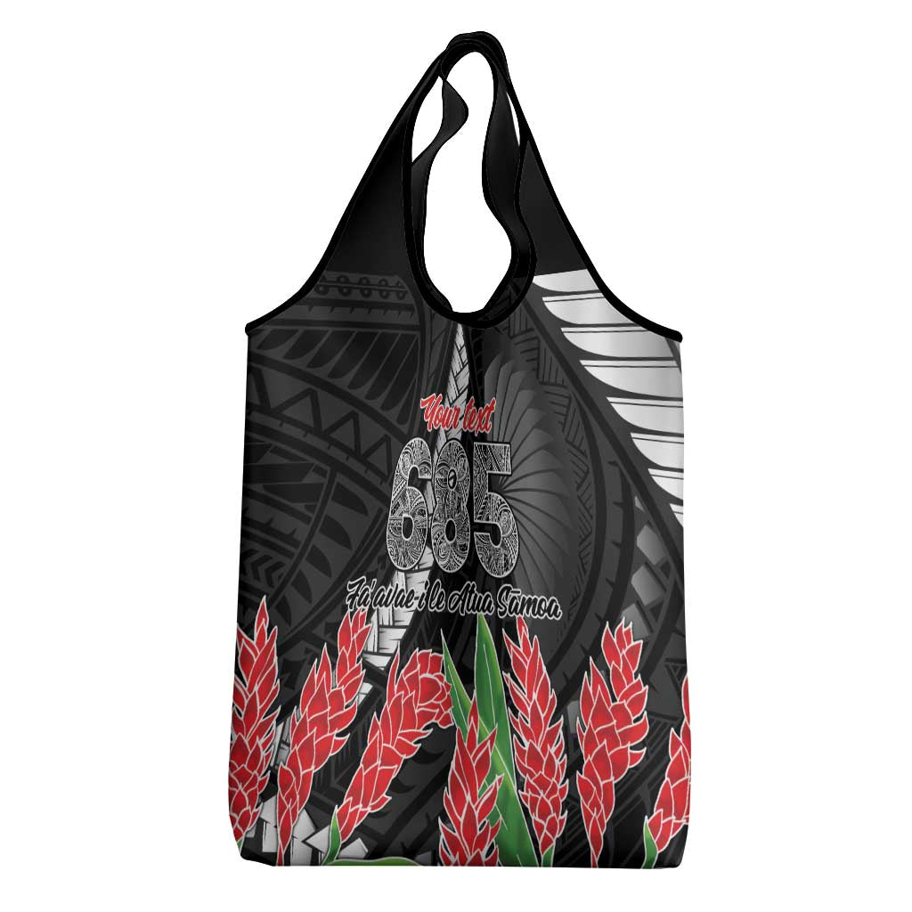 Personalised Samoa 685 Grocery Bag Teuila Flower With Black Samoan Tattoo LT9 - Polynesian Pride