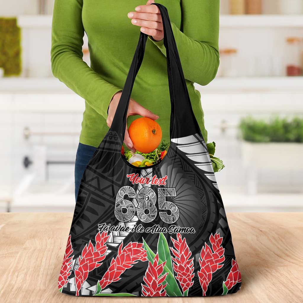 Personalised Samoa 685 Grocery Bag Teuila Flower With Black Samoan Tattoo LT9 - Polynesian Pride