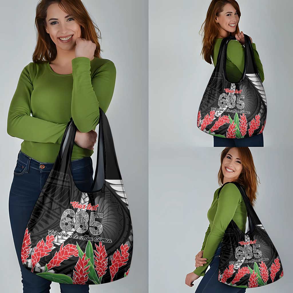 Personalised Samoa 685 Grocery Bag Teuila Flower With Black Samoan Tattoo LT9 - Polynesian Pride