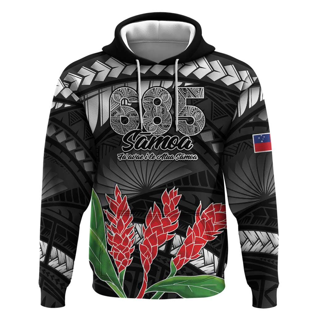 Personalised Samoa 685 Hoodie Teuila Flower With Black Samoan Tattoo