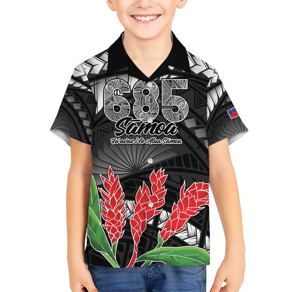 Personalised Samoa 685 Kid Hawaiian Shirt Teuila Flower With Black Samoan Tattoo