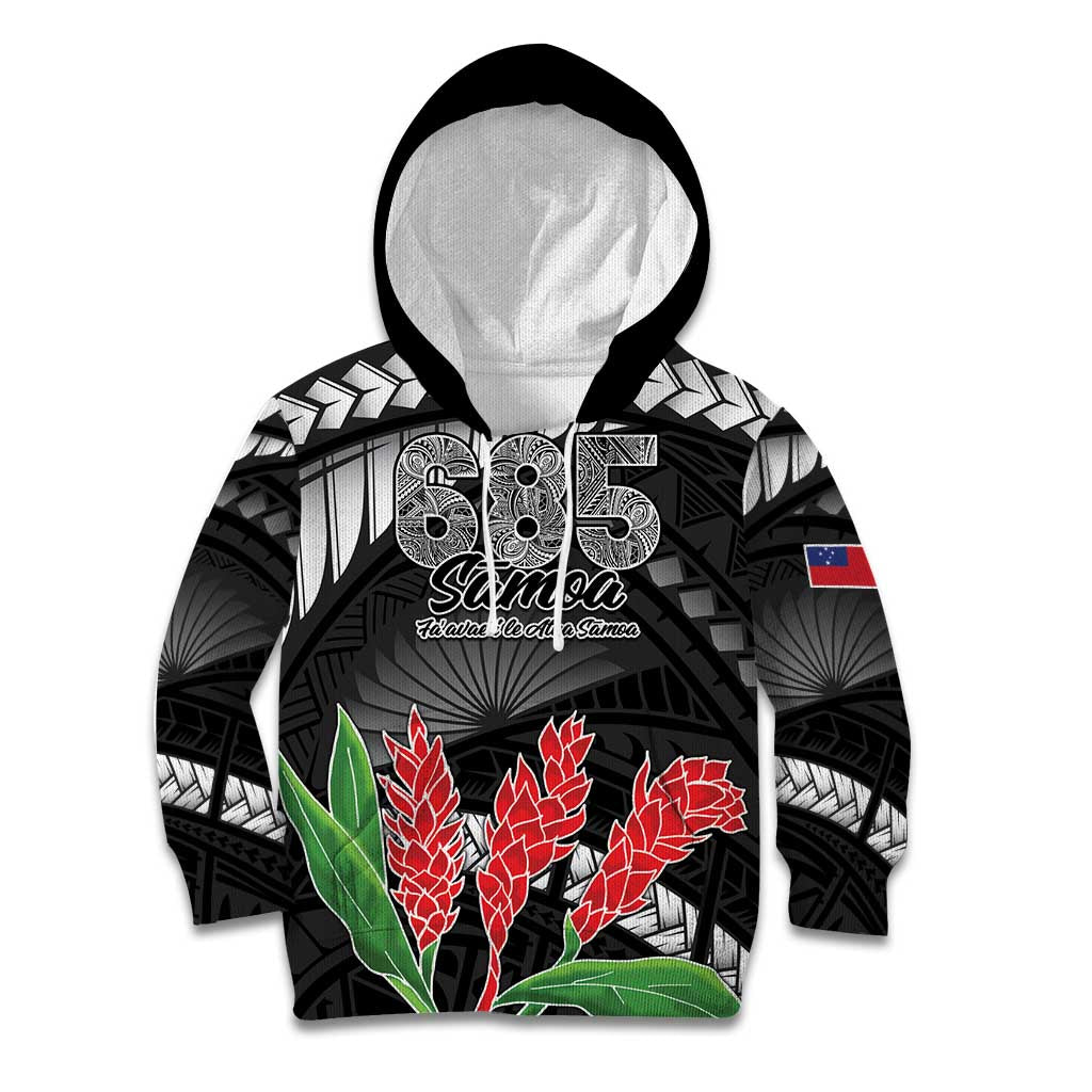 Personalised Samoa 685 Kid Hoodie Teuila Flower With Black Samoan Tattoo