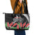 Personalised Samoa 685 Leather Tote Bag Teuila Flower With Black Samoan Tattoo