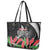 Personalised Samoa 685 Leather Tote Bag Teuila Flower With Black Samoan Tattoo