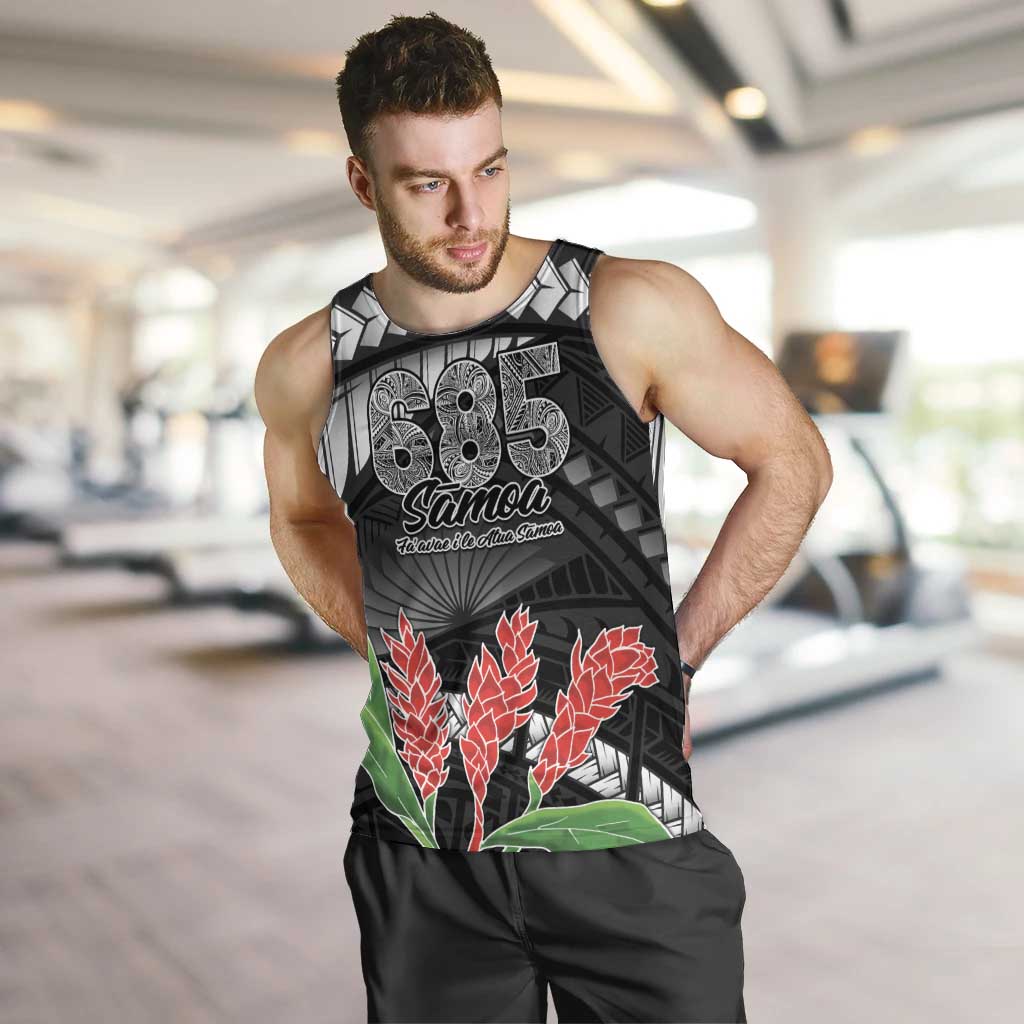 Personalised Samoa 685 Men Tank Top Teuila Flower With Black Samoan Tattoo