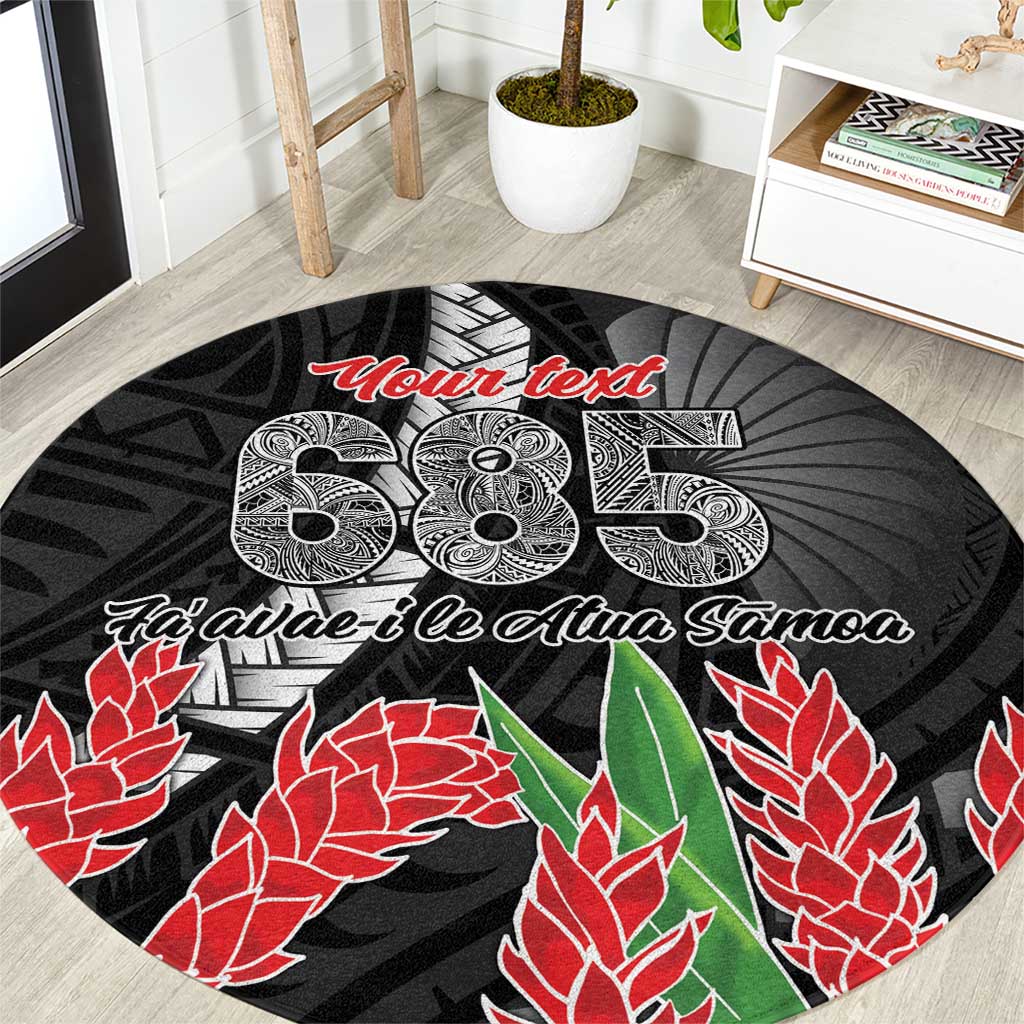 Personalised Samoa 685 Round Carpet Teuila Flower With Black Samoan Tattoo