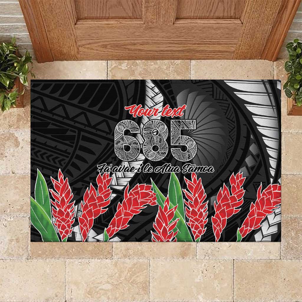 Personalised Samoa 685 Rubber Doormat Teuila Flower With Black Samoan Tattoo