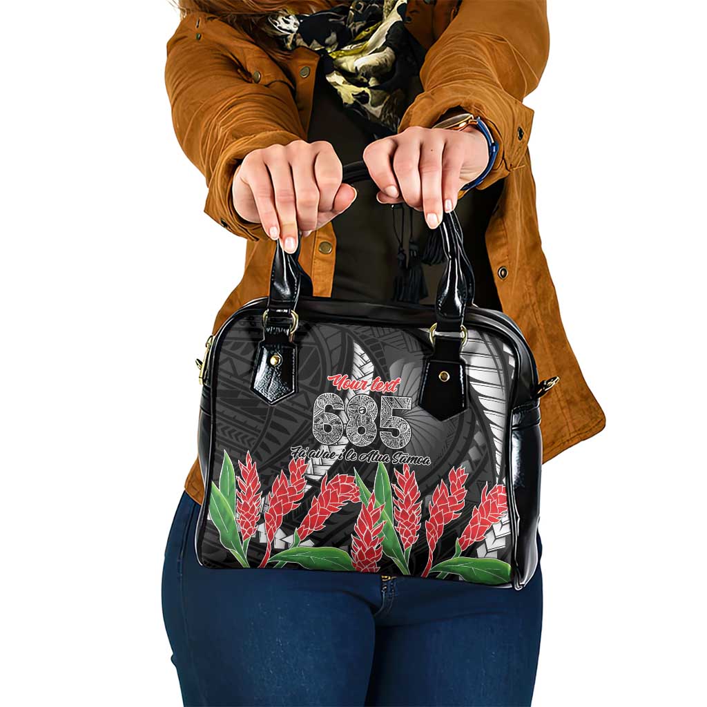 Personalised Samoa 685 Shoulder Handbag Teuila Flower With Black Samoan Tattoo