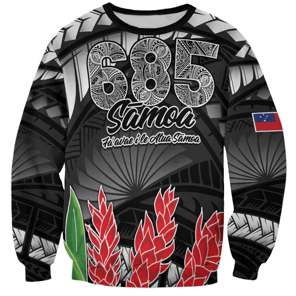 Personalised Samoa 685 Sweatshirt Teuila Flower With Black Samoan Tattoo