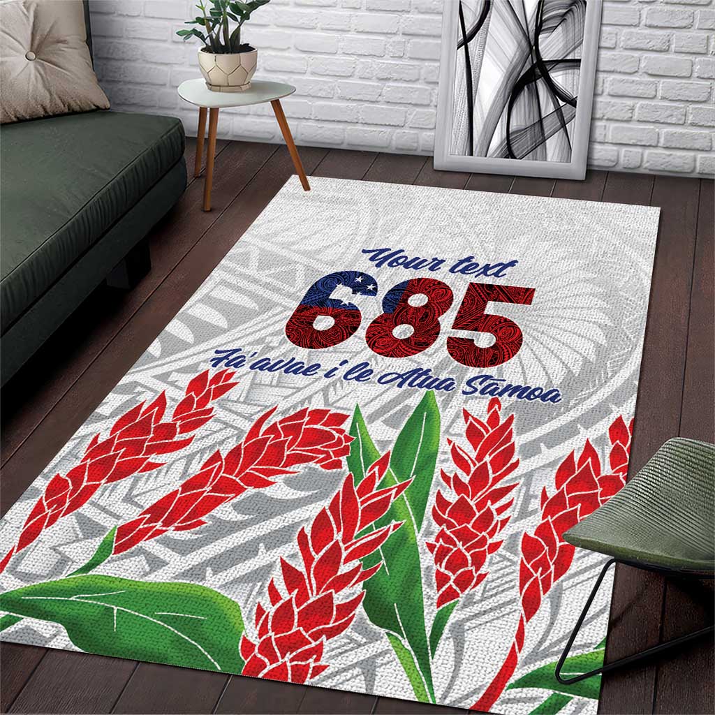 Personalised Samoa 685 Area Rug Teuila Flower With White Samoan Tattoo