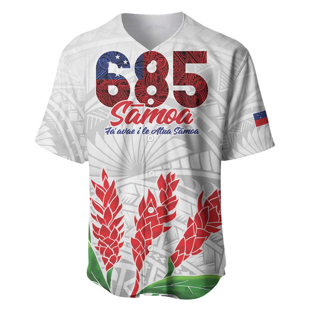 Personalised Samoa 685 Baseball Jersey Teuila Flower With White Samoan Tattoo