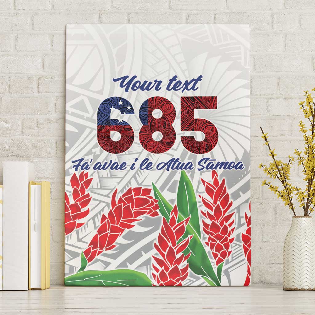 Personalised Samoa 685 Canvas Wall Art Teuila Flower With White Samoan Tattoo