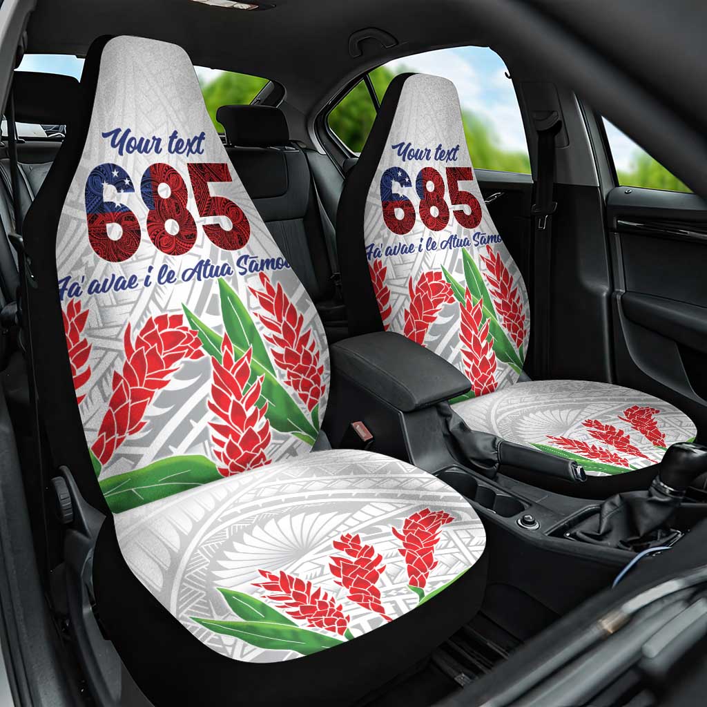 Personalised Samoa 685 Car Seat Cover Teuila Flower With White Samoan Tattoo