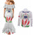 Personalised Samoa 685 Couples Matching Mermaid Dress and Long Sleeve Button Shirt Teuila Flower With White Samoan Tattoo