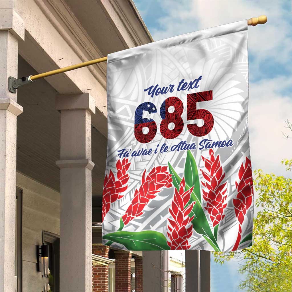 Personalised Samoa 685 Garden Flag Teuila Flower With White Samoan Tattoo