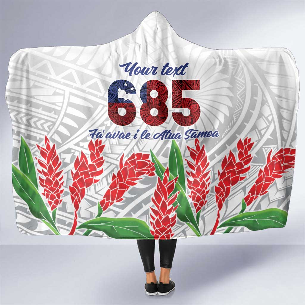 Personalised Samoa 685 Hooded Blanket Teuila Flower With White Samoan Tattoo