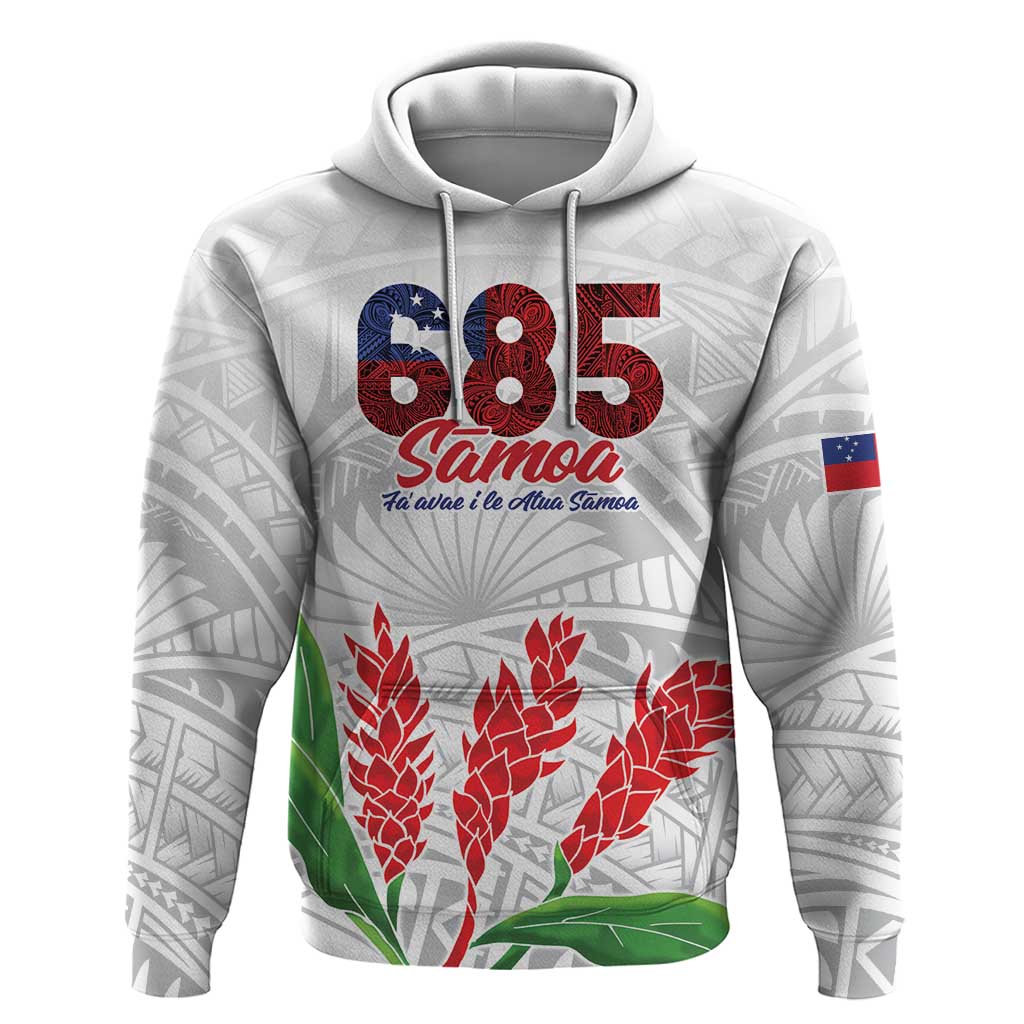 Personalised Samoa 685 Hoodie Teuila Flower With White Samoan Tattoo