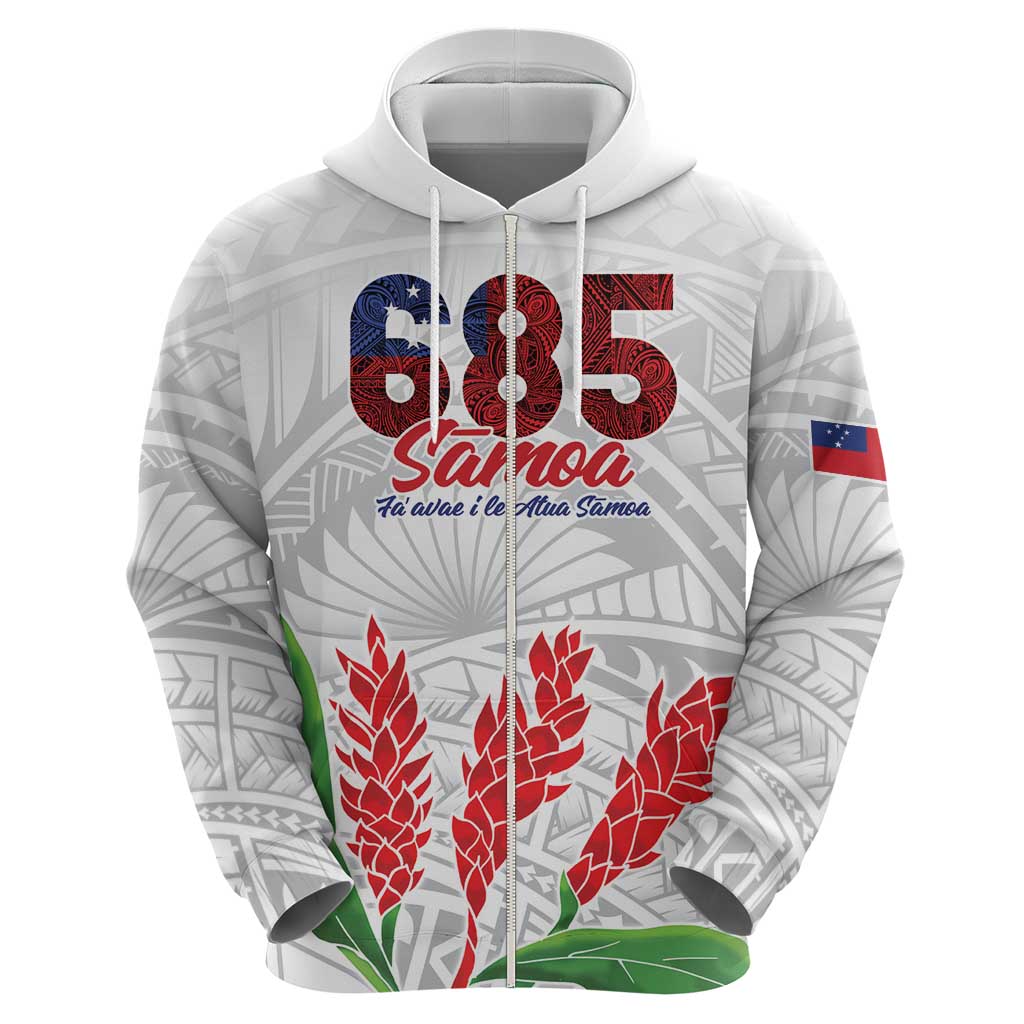 Personalised Samoa 685 Hoodie Teuila Flower With White Samoan Tattoo