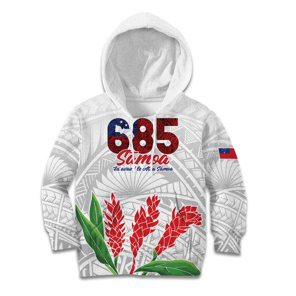 Personalised Samoa 685 Kid Hoodie Teuila Flower With White Samoan Tattoo