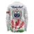 Personalised Samoa 685 Long Sleeve Shirt Teuila Flower With White Samoan Tattoo