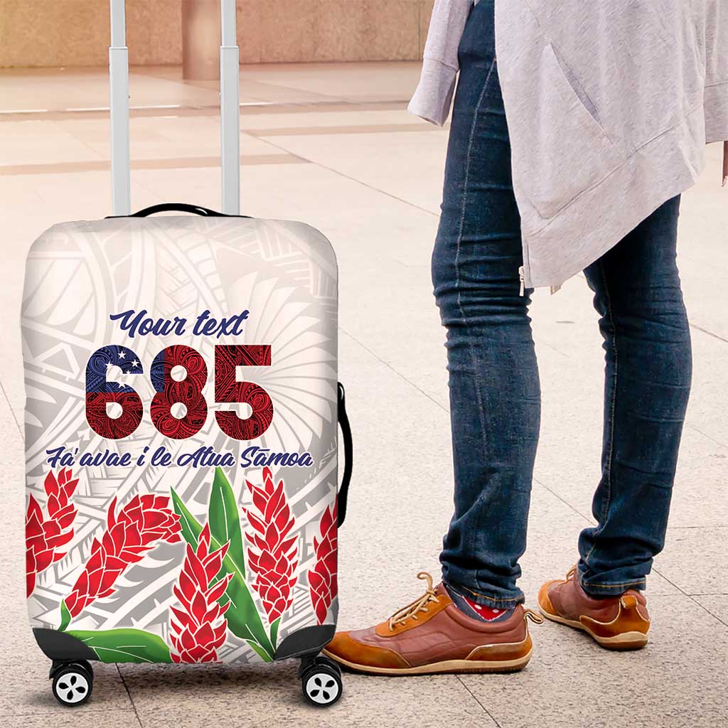 Personalised Samoa 685 Luggage Cover Teuila Flower With White Samoan Tattoo