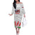 Personalised Samoa 685 Off The Shoulder Long Sleeve Dress Teuila Flower With White Samoan Tattoo