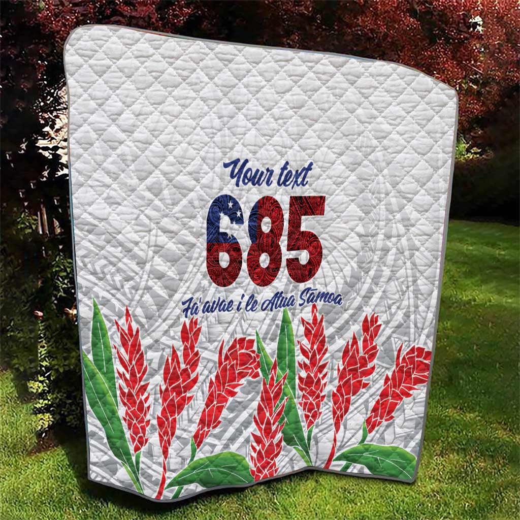 Personalised Samoa 685 Quilt Teuila Flower With White Samoan Tattoo
