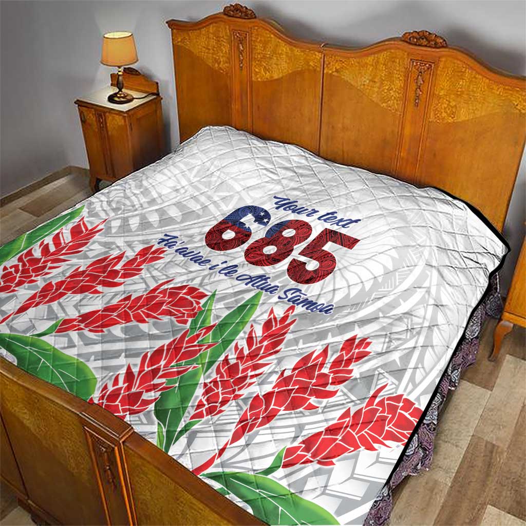 Personalised Samoa 685 Quilt Teuila Flower With White Samoan Tattoo