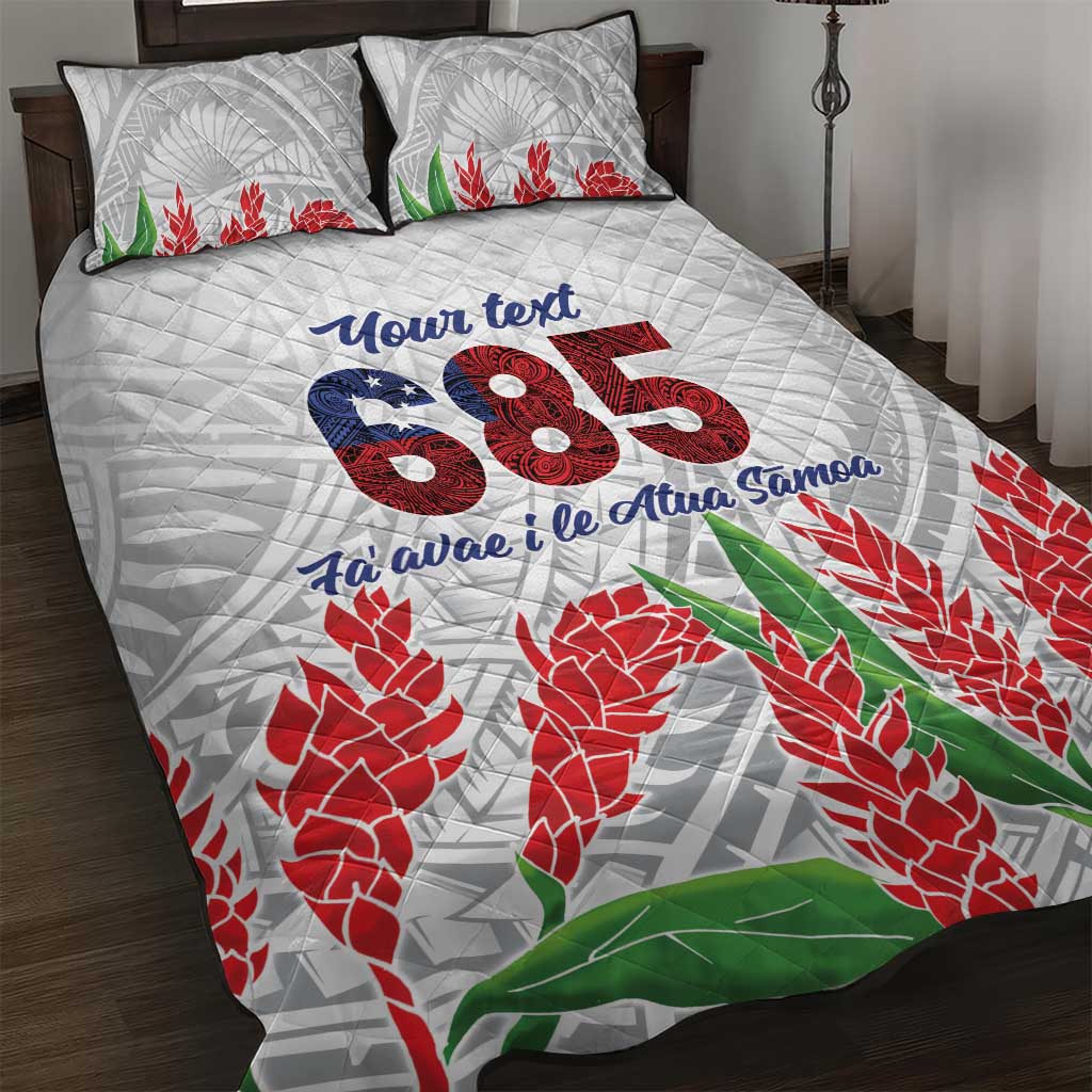 Personalised Samoa 685 Quilt Bed Set Teuila Flower With White Samoan Tattoo